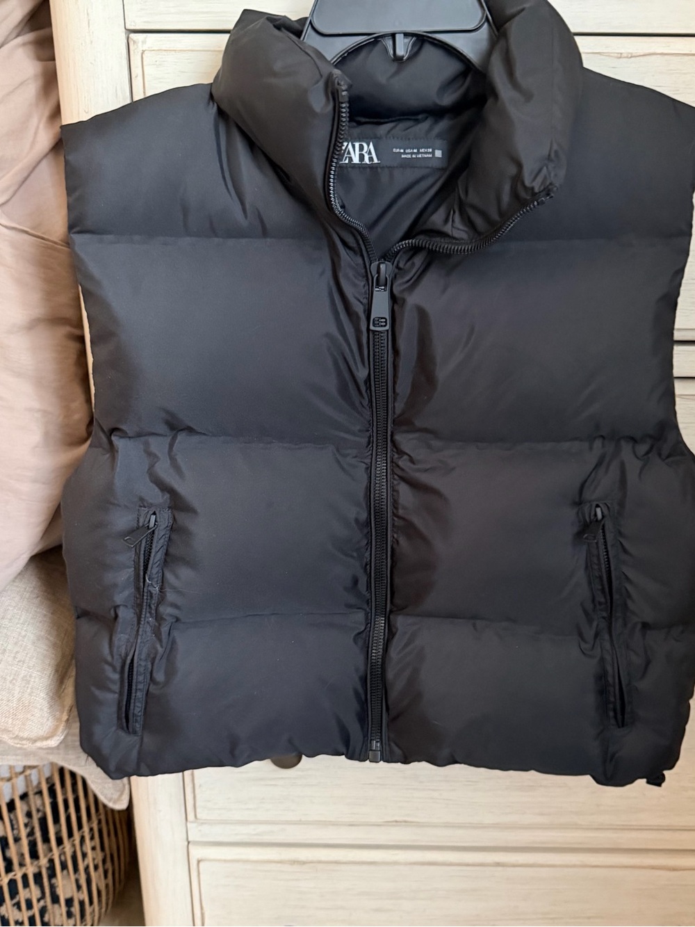Zara Black Quilted Puffer Vest